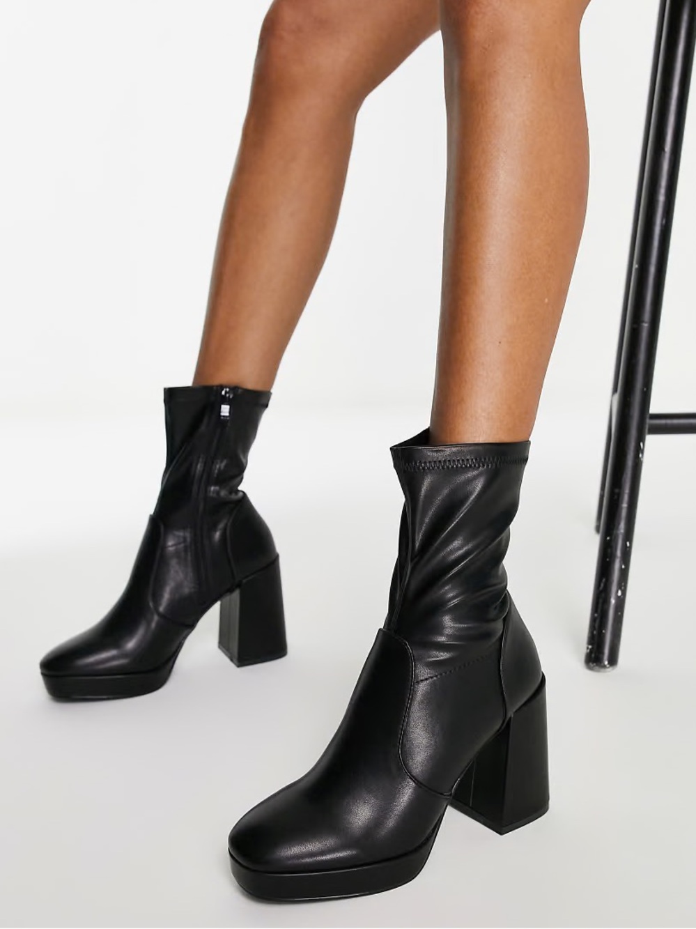 RAID Cannon Platform Sock Ankle Boots Block Heel in Black - Size US 9 - Picture 2 of 3
